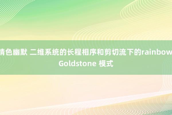 情色幽默 二维系统的长程相序和剪切流下的rainbow Goldstone 模式